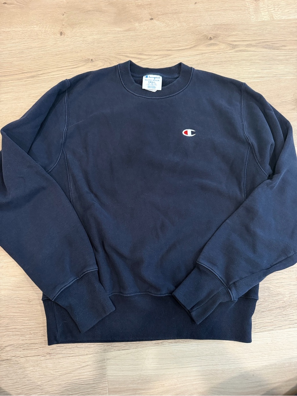 Champion Men's Navy Crewneck Sweatshirt with Chest Logo